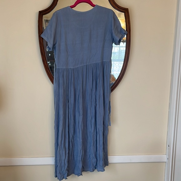 Naqui NWT Blue Dress Rayon Made in India Size Small Vintage Back Tie too! - Picture 5 of 8
